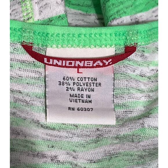 UnionBay Vtg Y2K Neon Green Stripe Henley 3/4 Sleeve Shirt Women's L - Picture 6 of 6